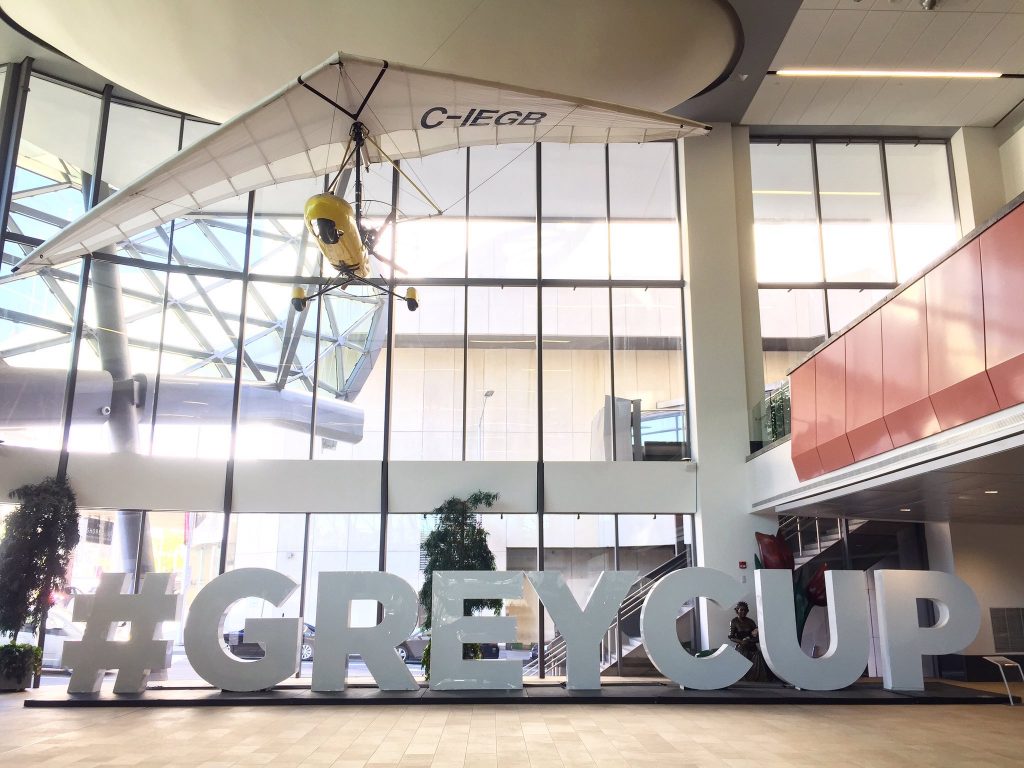 GreyCup Letter Display in main lobby