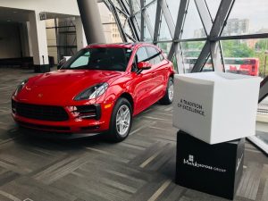 red car in building