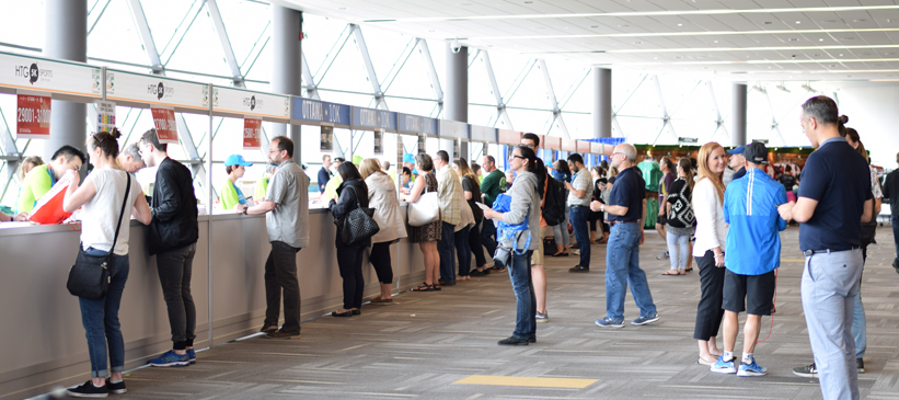 Shaw Centre check in booth set up