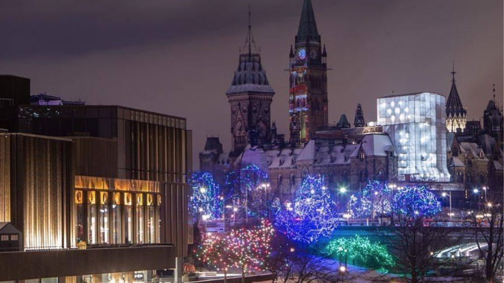 Parliment Building with Christmas Lights