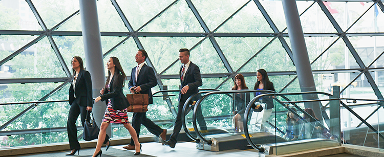 Shaw Centre people walking interior