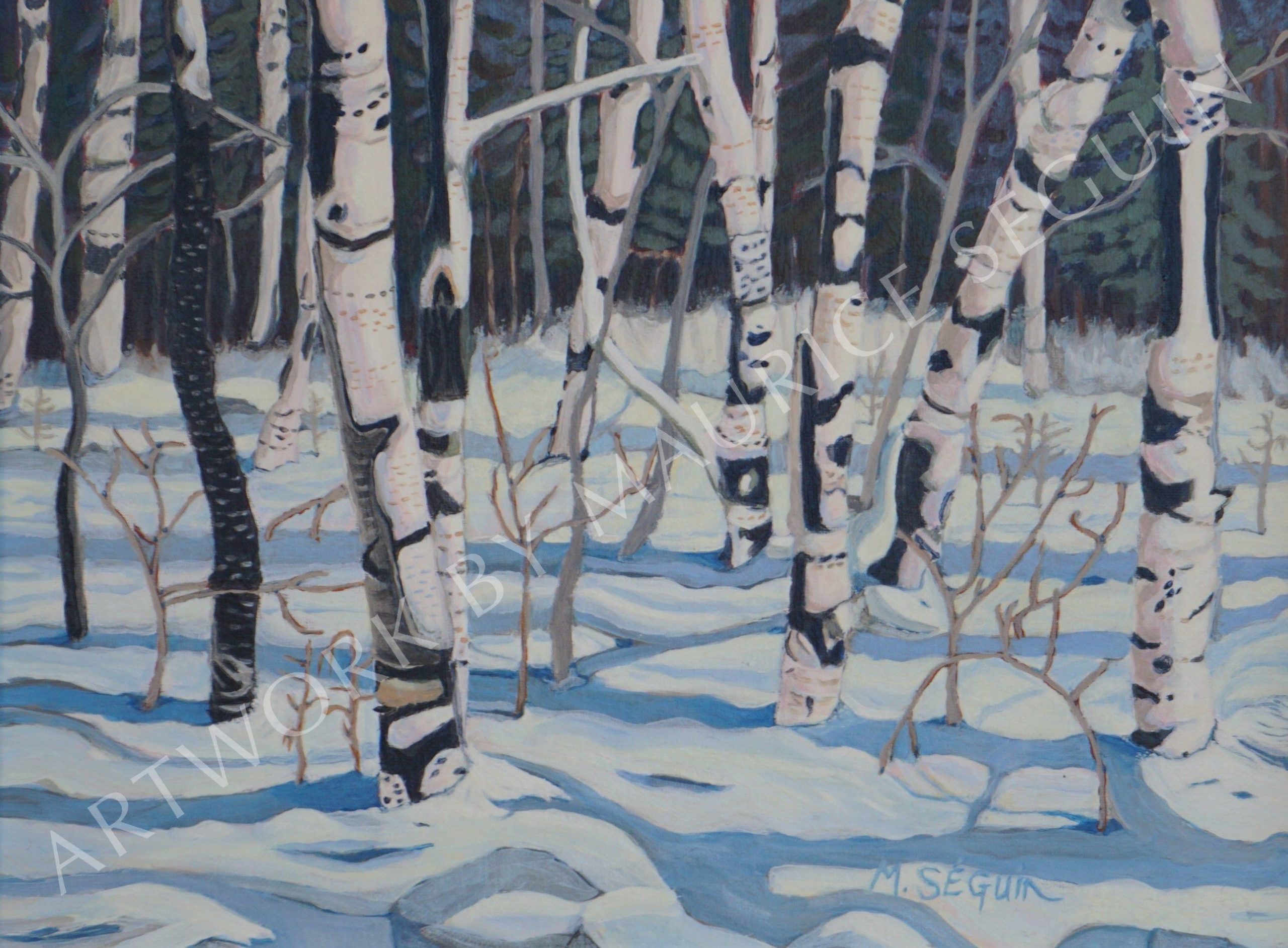 "Pink Birch" Painting