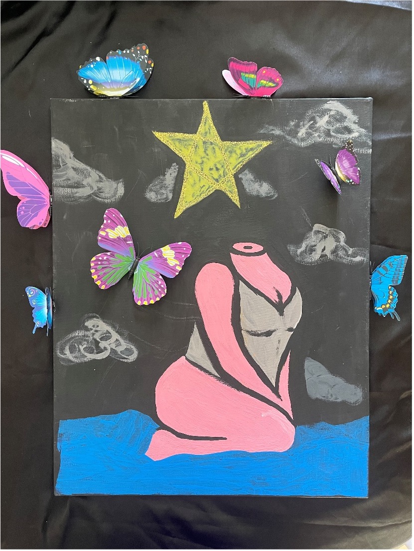 Woman with butterflies painting