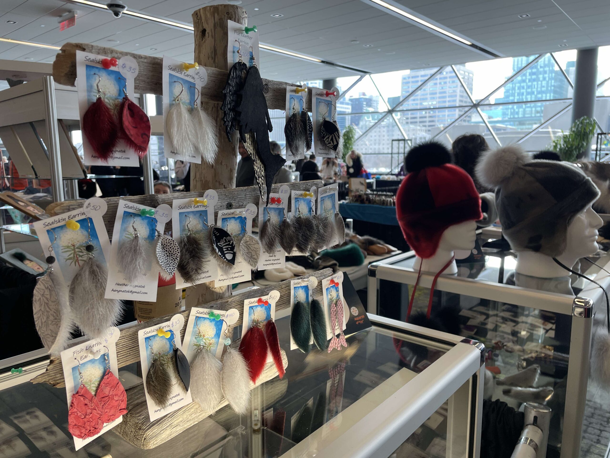 Earrings and hats display