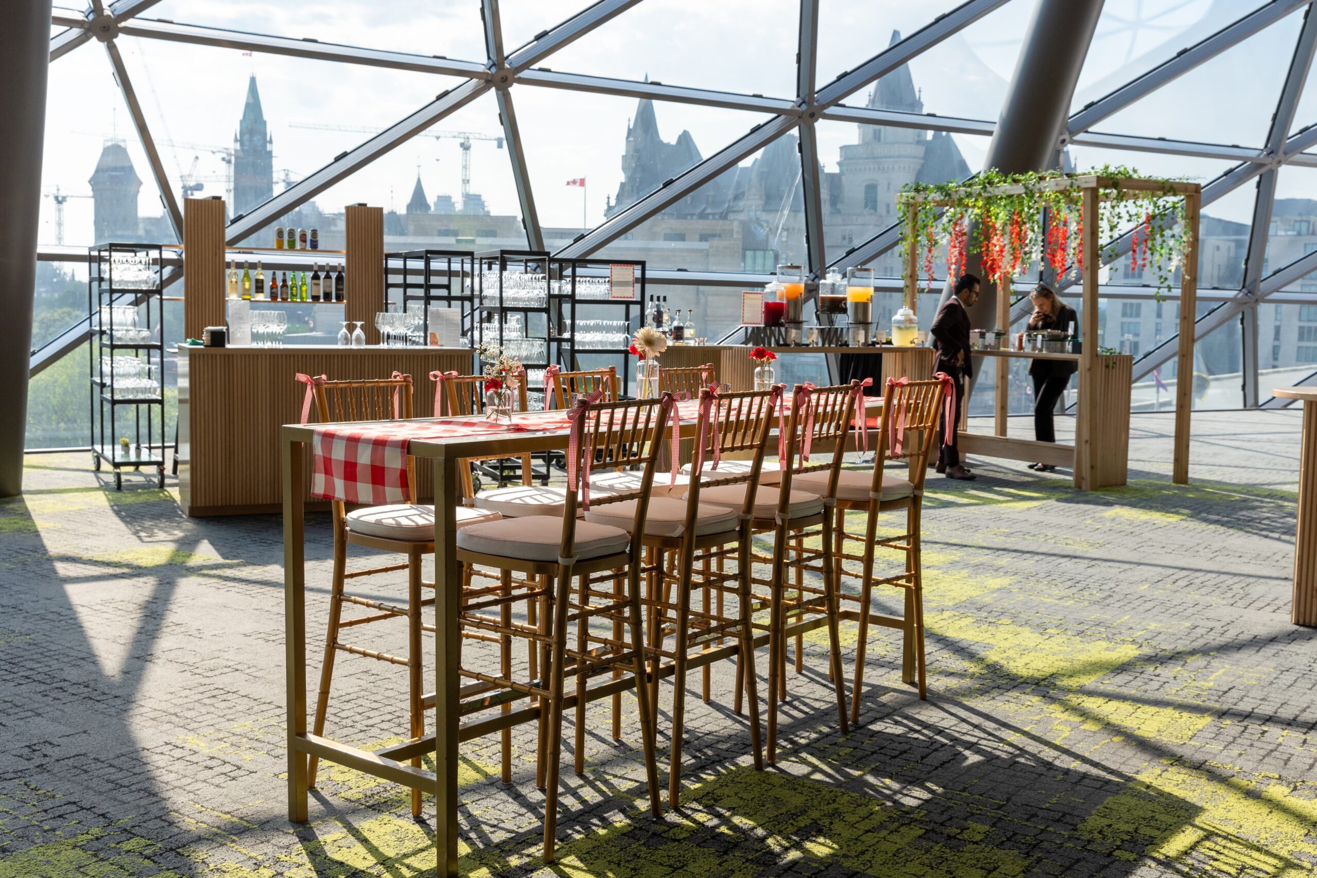 LouLou Lounge's Canada Day-inspired picnic décor in the Trillium Ballroom at Rogers Centre Ottawa for the ASAE Executive Leadership Forum Welcome Reception.